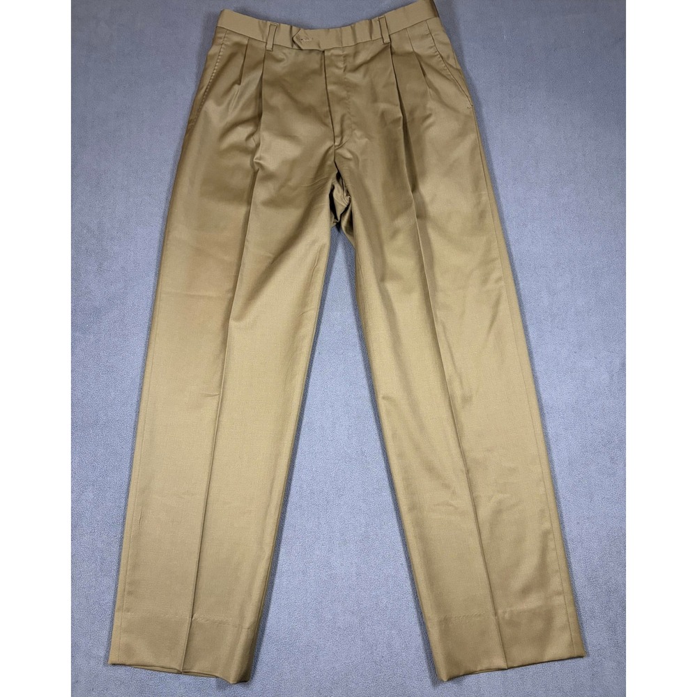 Hart Schaffner Marx Dress Pants Mens 34 Brown Pleated USA Made